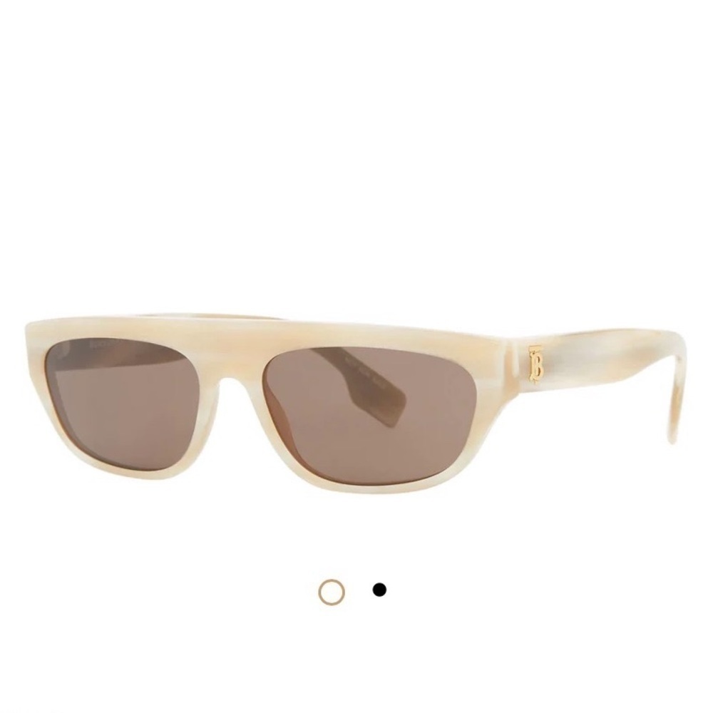 NWT Burberry Monogram Rectangular Sunglasses Clear Horn Style Acetate
